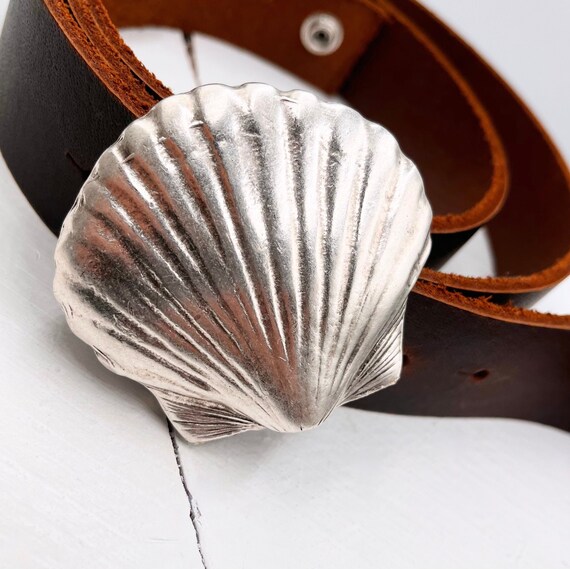 Vintage Carlisle Suede Seashell Clasp Belt Anthropologie seashell belt small - Gem main image 2