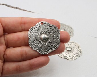Antique Silver Tone Flower Charms, Jewelry Making (2 Pieces)