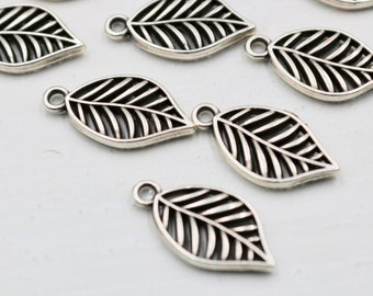 Tiny Leaf Charms, Leaf Pendant Charms, Earring Charms, Silver Leaf Charms, Dainty Leaf Charm, Jewelry Findings Making, DIY, 10 Pcs, ZM545 AS