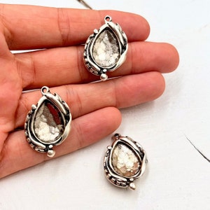 5 Pcs Making Colorful Necklaces, Necklaces Similar to Water Drops, Blank Bezel Charms, Antique Silver Charms, Drop Shape, zm19 as image 5