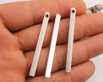 Antique Silver Stamping Blank Bar: Zamak Jewelry Tag, 50mm (3 Pcs)