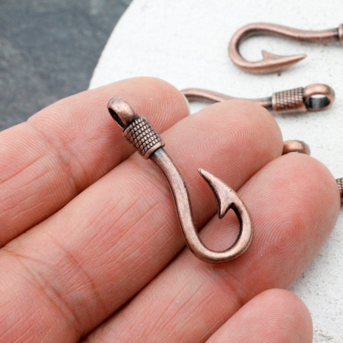 10 Fish Hook Charms Pendant DIY Bracelet Necklace Jewelry Etsy