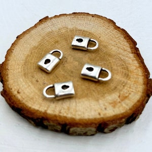 10 Antique Silver Padlock Charms: Tiny Lock Pendants (15mm)