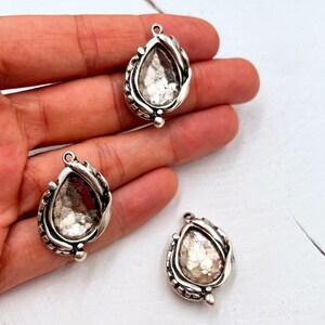 5 Pcs Making Colorful Necklaces, Necklaces Similar to Water Drops, Blank Bezel Charms, Antique Silver Charms, Drop Shape, zm19 as image 6