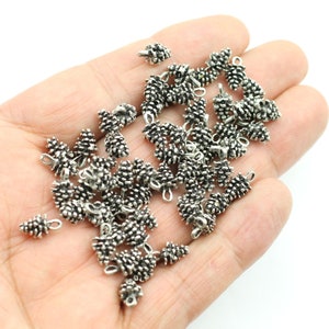 20 Antique Silver Pinecone Charms: Jewelry Pendants (16x11mm)
