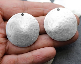 Sterling Silver Plated Disc Charms: Engraving Blanks, Necklace/Bracelet (38mm, 5 Pcs.)