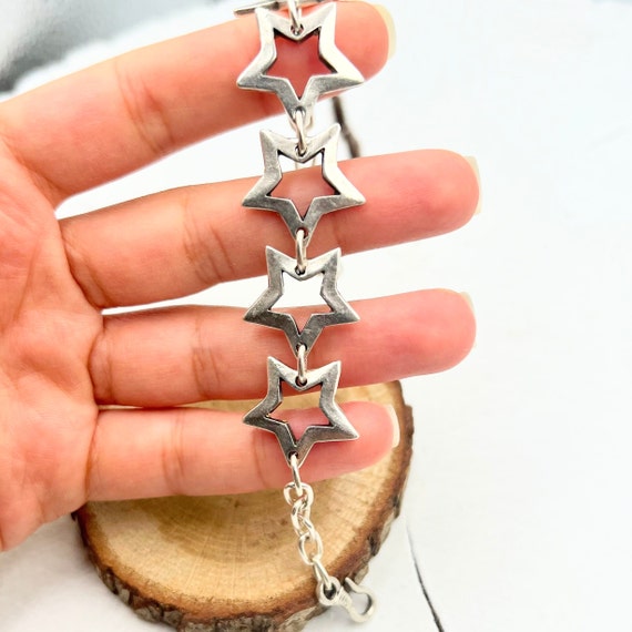 Star Chain Bracelet, Handmade Bracelet, Boho Silver Bracelet