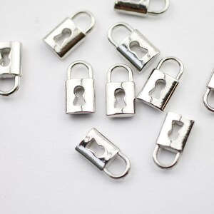 10 Dainty Padlock, Mini lock charm, Tiny PadLock Charms Pendant, Rhodium Plated, Mini Lock Charms, Wholesale Jewelry Findings, zm1105rh