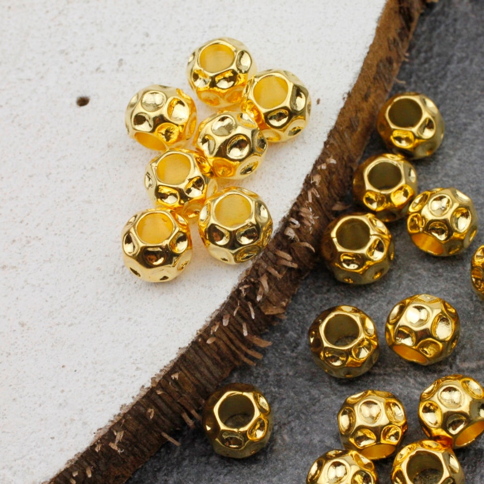 10pcs Golf Ball Beads 24k Shiny Gold Beads Metal Beads Etsy