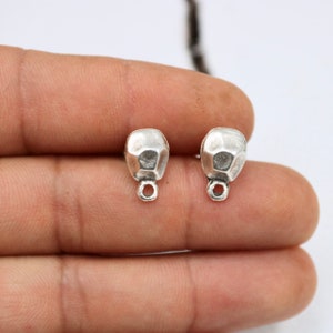 5 Pairs Antique Silver Earring Posts with Loop (14x9 mm)