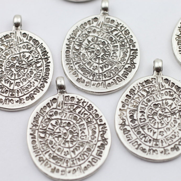 Minoan Phaistos Disk Pendant Real Silver Plated Replica - Etsy