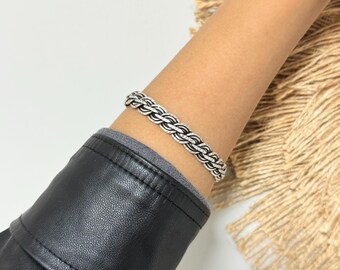 Antique Silver Plated Twister Bangle Bracelet: Adjustable Brass Jewelry
