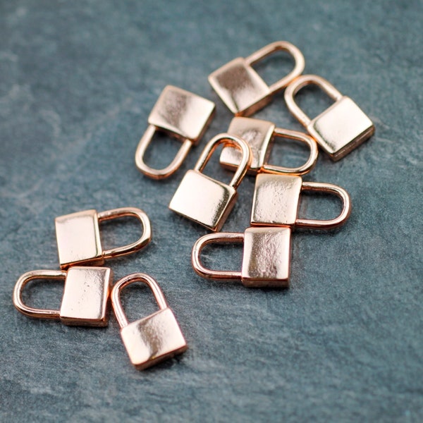 10 Rose Gold Padlock Charms, Dainty Padlock Pendant Charm, Mini Lock Charms, Necklaces making, earrings making supplies, Wholesale, zm991 rg
