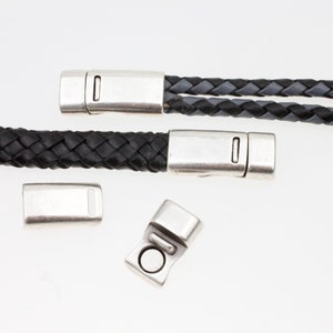 Antique Silver Magnetic Clasp: Zamak Leather Bracelet Connector (10x6 mm)
