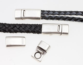 Antique Silver Magnetic Clasp: Zamak Leather Bracelet Connector (10x6 mm)