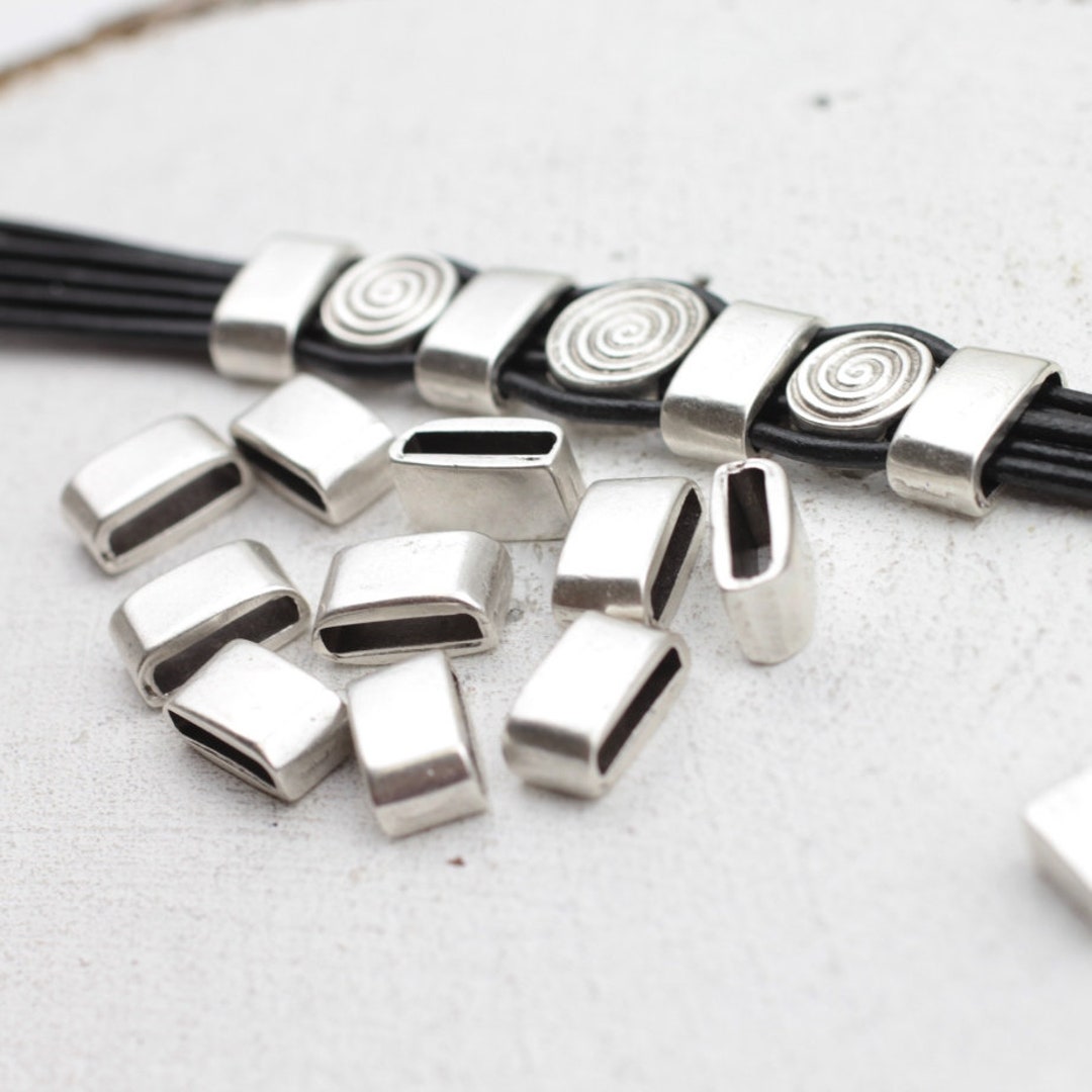 10pcs Bracelet Slider Spacer Beads, Zamak Slider Beads, Leather Spacer