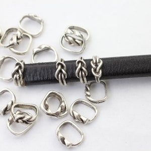 20 Antique Silver Knot beads, Slider Spacer Beads, Licorice Leather Beads, Regaliz Leather Beads For 10x6mm, Bracelet making supplies, zm465