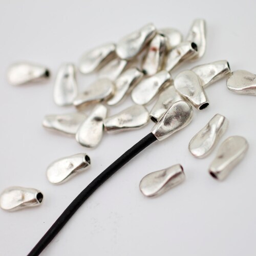 20 Antique Silver Cord End Caps: 2mm Leather Terminators zm1093