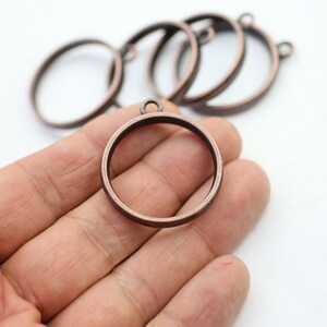 5 Copper Black Open Bezel Blank round Frame Drop Round Hollow Pendants Setting, resin bezel Diy Resin Jewelry Making findings zm1089ac