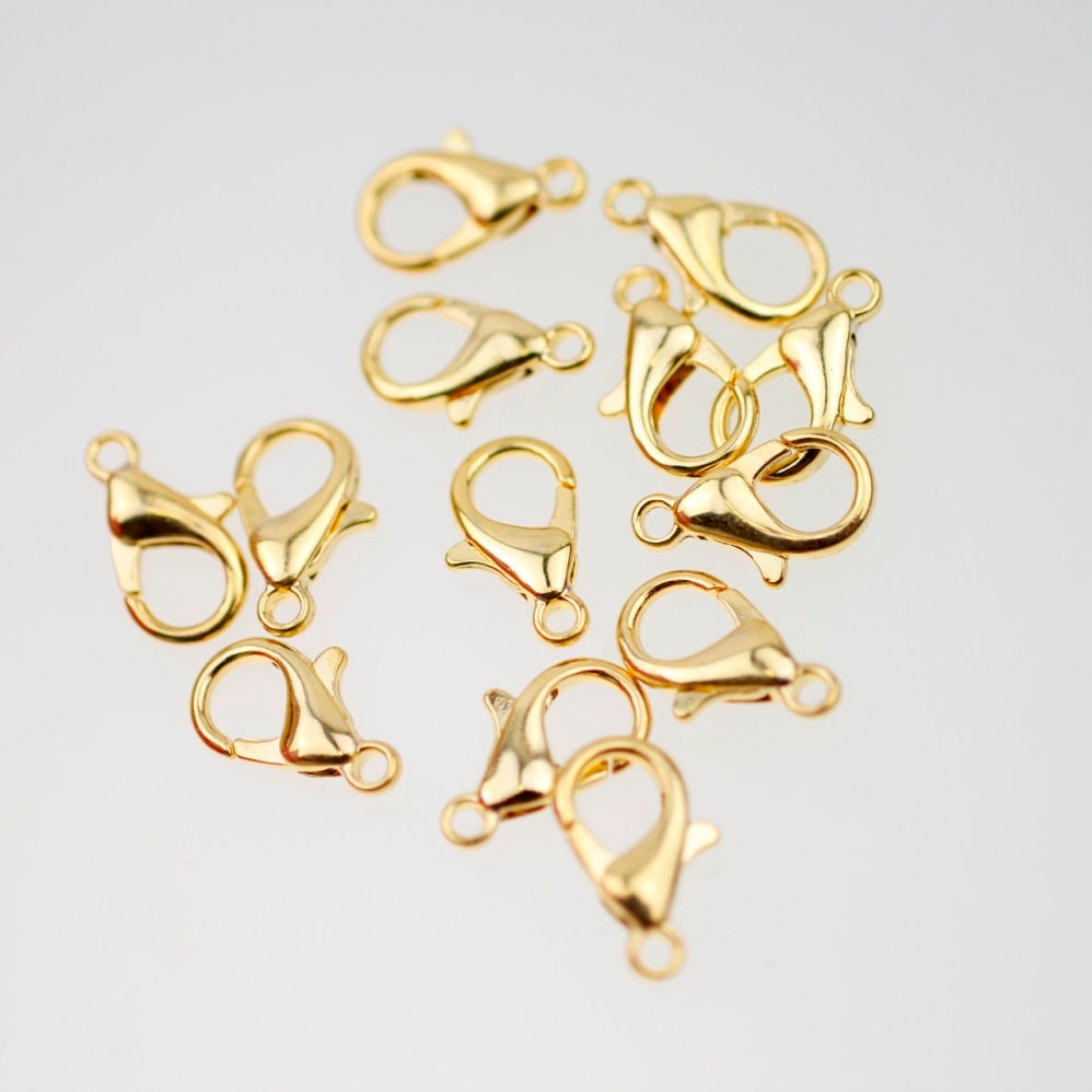 Lobster Claw Clasp Set of 10 in Gold Tone appx 14mm - ALW027