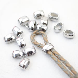 10 Rhodium Plated Beads, Metal Beads, Spacer Beads, Large Hole Beads, Slider Beads, jewelry supplies, Top Quality Wholesale beads, zm191jh