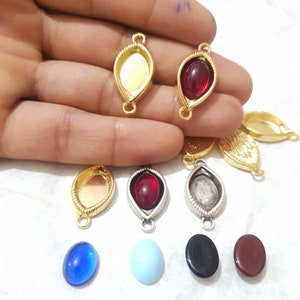 5 pcs Cabochon Blank, Cabochon Base Settings, Jewelry connector Charms, Blank Bezel Cup, Oval Blank, Pendant Tray, Bezel Setting, zm952go