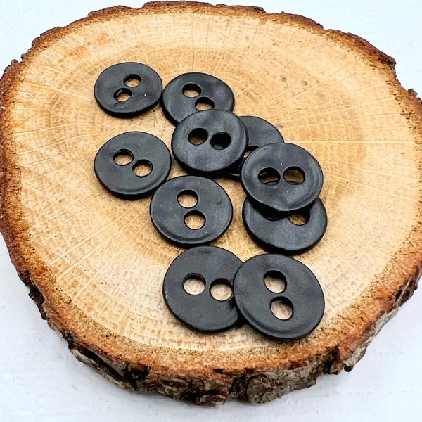 20 Pcs Button Spacer Beads,  2 Hole Button Charm, Round Black Button, Button Bead Supplies, zm1161 mb