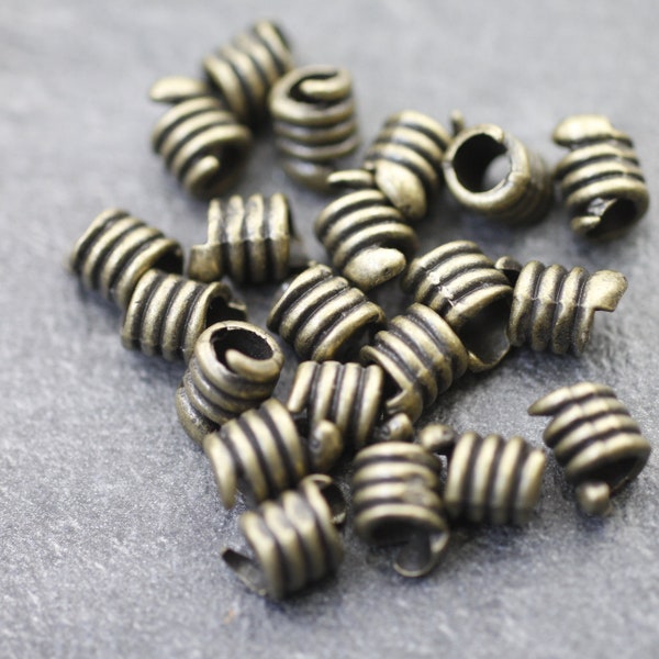 10 Antique Bronze Spiral Spacer Beads: Zamak Jewelry Making Supplies