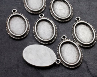 5 pcs Bezel Settings, DIY Pendant Blank Cabochon, Glass Pendant Tray, Resin Blank, Bazel for oval cabochon, wholesale Jewelry Findings zm990