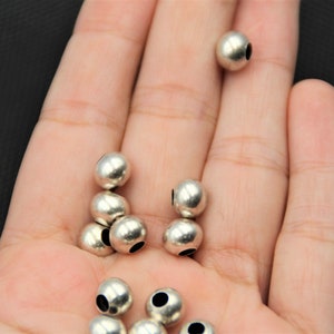 50pcs. Round beads, Spacer Beads, 8mm beads, Silver plated, Antique Silver, Beaded Bracelet Beads, wholesale Jewelry Supplies, zm169-8 mm