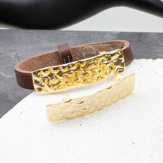 Bracelet Making Supplies, 22k Gold Plated Curved Slider Beads