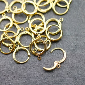 24k Shiny Gold Plated Leverback Earring Hooks 13mm (10 pcs)