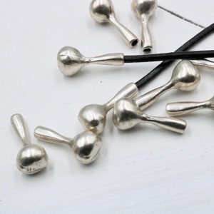 Antique Silver Leather Cord End Caps: Zamak Jewelry Findings, 10 Pcs
