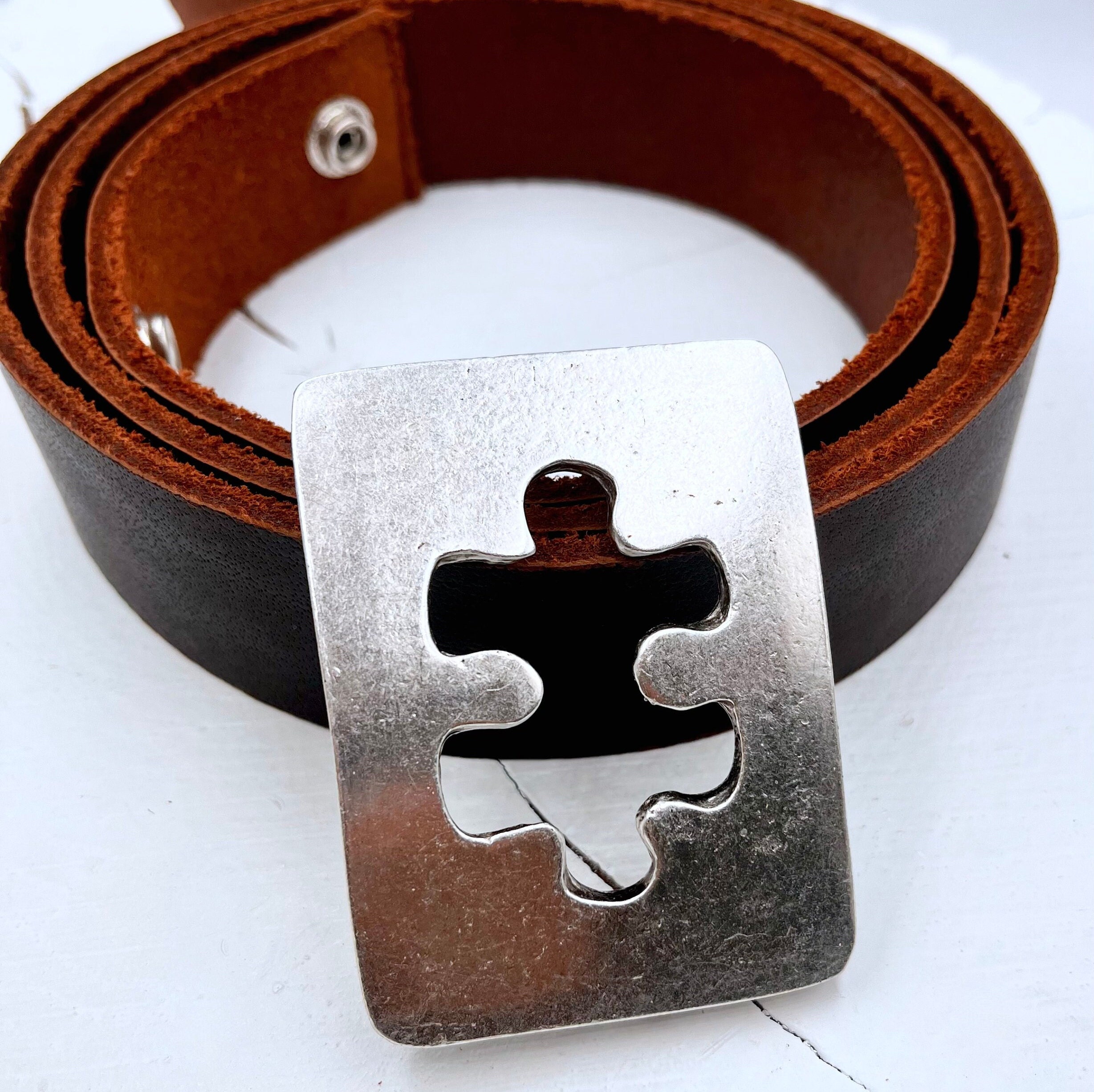 Puzzle Belt Buckle: Antique Silver Zamak, Fits 54mm Belts - Etsy