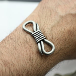 Dark Silver Rope-Like Necklace Tip: Zamak Bracelet End (50mm)
