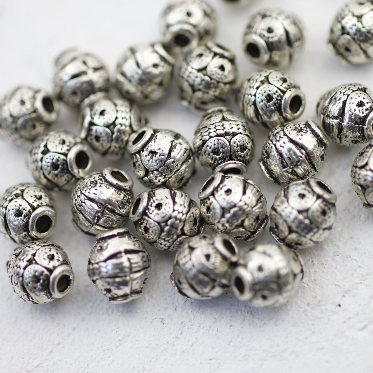 10 Silver Beads, Metal Beads, Sterling Silver Plated, Spacer 10 Silver Beads, Metal Beads, Sterling Silver Plated, Spacer