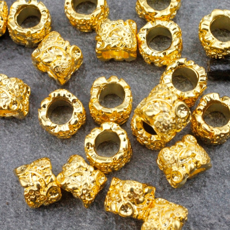 10psc Large Hole 24k Gold Plated Beads Floral Beads Zamak - Etsy UK