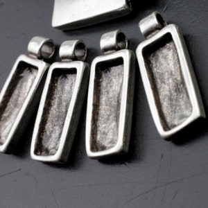 10 Silver Pendant Blank Bezel Base Setting Necklace Resin