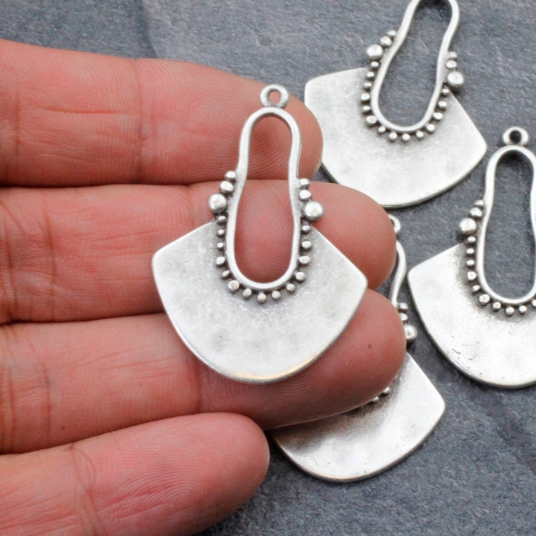 5 Silver Cahrms, Tribal Pendant, Ethnic Pendant, Antique Silver Tone