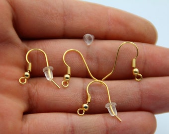 20 pcs Earring Hooks, Fish Hooks, Ear Wires, French Hook Earrings, Gold Earrings, Earrings Findings, 22k Gold Filled