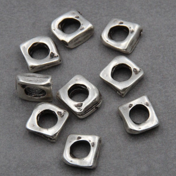 20 Freeform Beads, Karen Hill Tribe Silber Unregelmäßige Form Bead, plattiert mit echtem Sterling Silber, Bead Charms Großverkauf, zm783 as