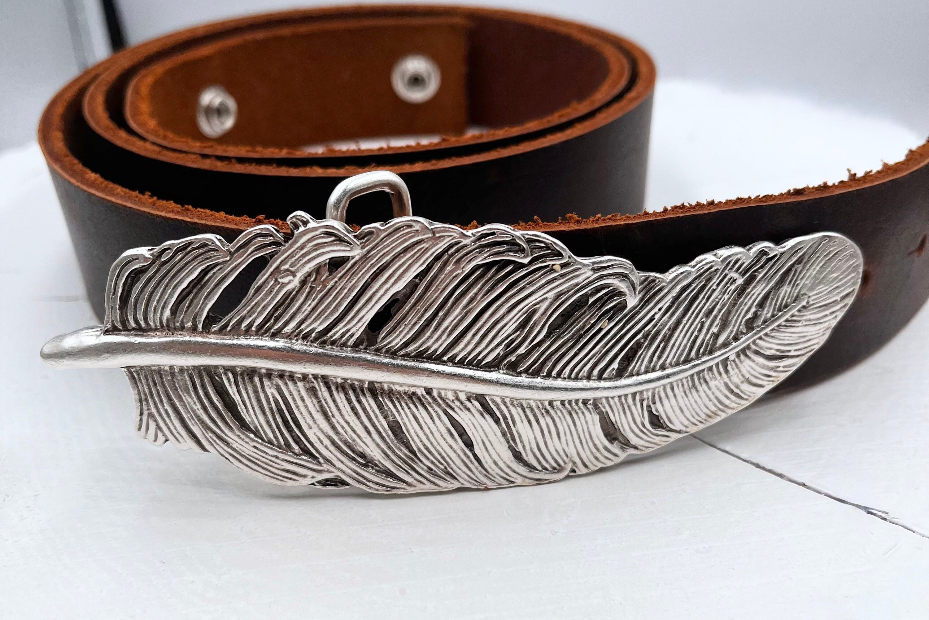 1 Pcs Feather Belt Pin, Boho Belt Buckle, Feather Belt