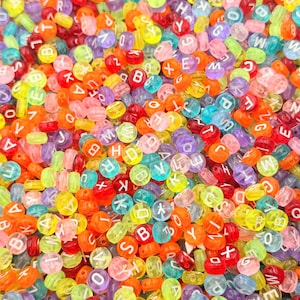 100/200 Rainbow Letter Beads, Alphabet Beads for Jewelry Making, Round Alphabet Beads, Multicolor Alphabet Beads, Supply for Jewelry Making