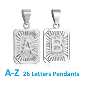 Antique Silver Initial Letter Pendant: Personalized Alphabet Charm (20x16mm)