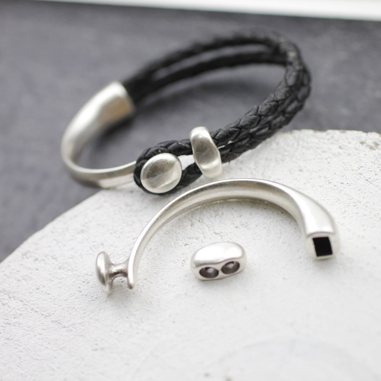 3 Matte Black Half Cuff Bracelet Clasps, Half Cuff Bracelet