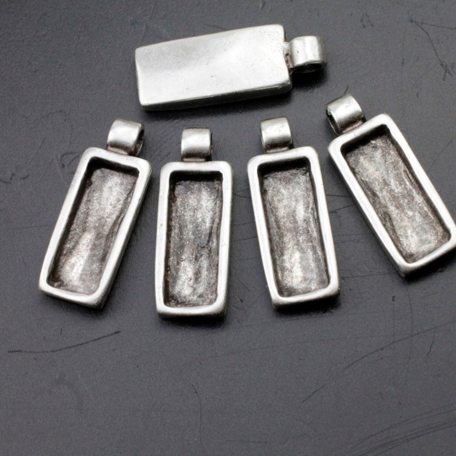 10 Silver Pendant Blank Bezel Base Setting Necklace Resin
