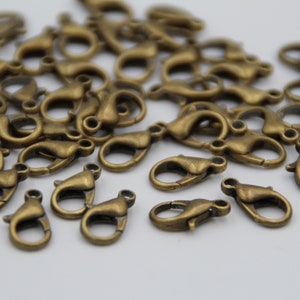 10 Pcs Antique Brass Lobster Clasp, 14 mm Lobster Claw Clasp, jewelry clasps, wholesale price for Jewelry & Findings - zm1091 ab