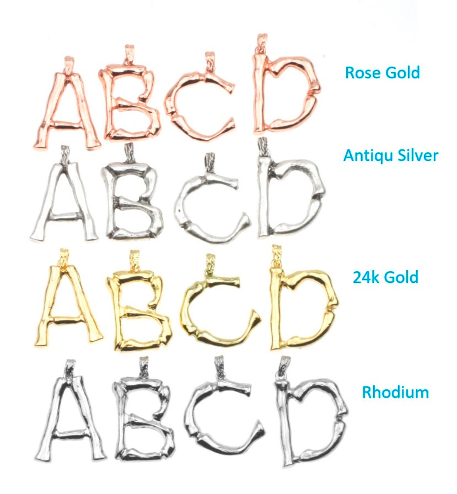 Alphabet Letter Pendant Initial Alphabet Letter Silver - Etsy