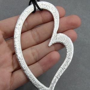 Sterling Silver Plated, Open Heart, Heart Pendant, Large Open Heart, Large Heart Charm, Silver Heart Pendant, Silver Heart Charm P72