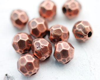 10 Antique Copper Faceted Beads, Spacer Beads, faceted round beads 8mm, metal beads, Jewelry beads, High quality wholesale Beads, zm160ac